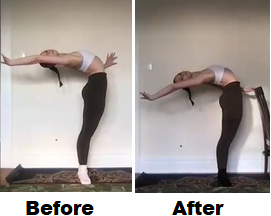 Ballet dancer showing improved back flexibility
