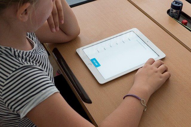 a student using an ipad for school