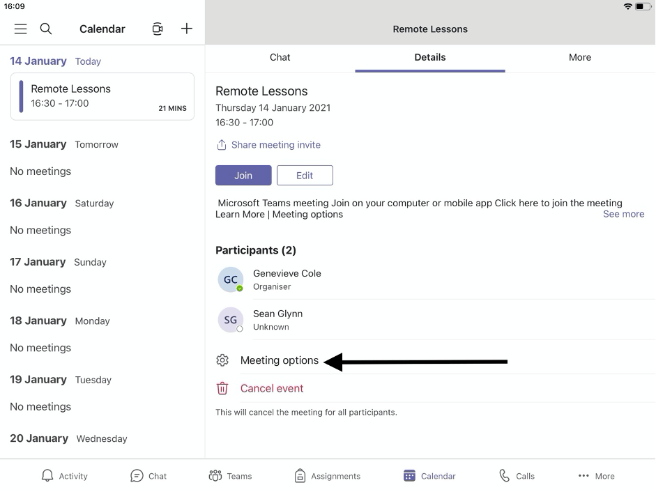 online meeting settings
