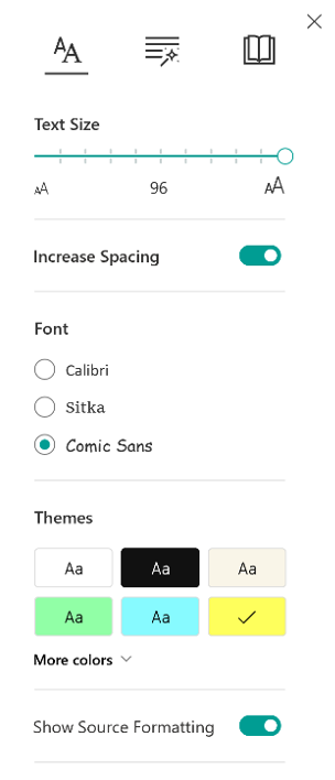 changing text in Immersive reader