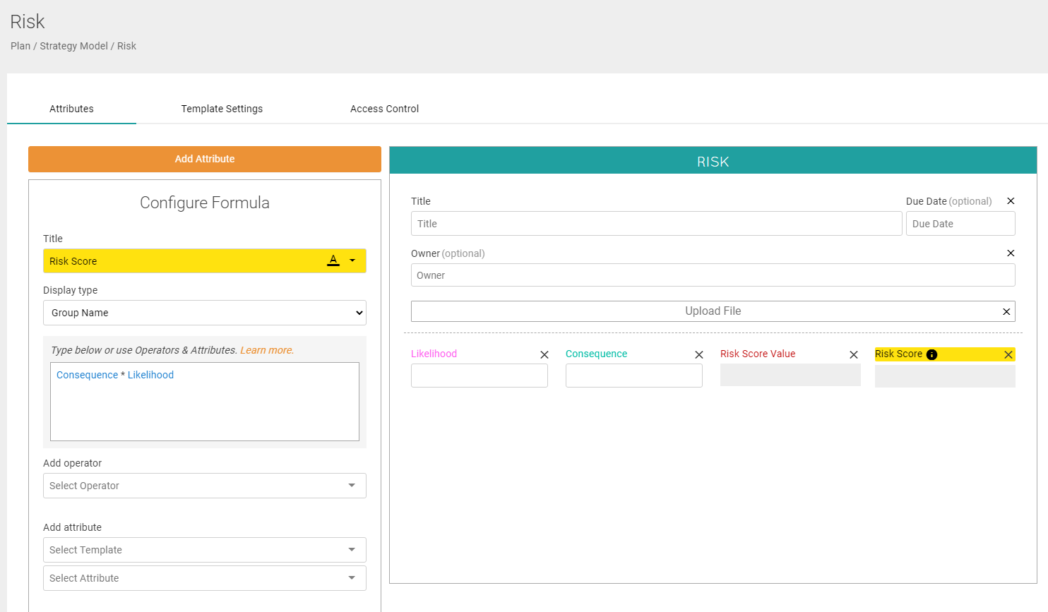 Editing a Risk Template<span></span>
