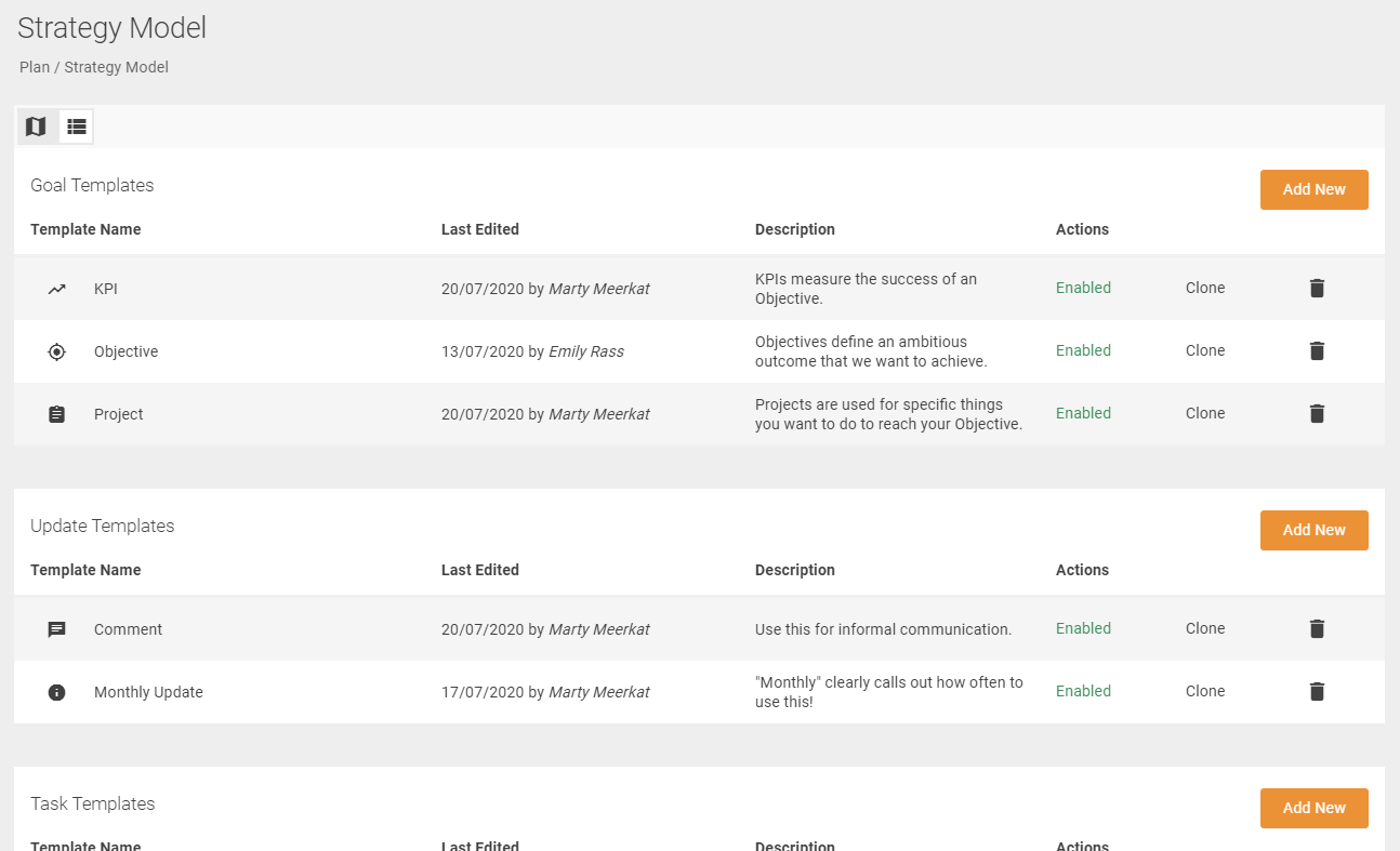 Table View of Templates<span></span>