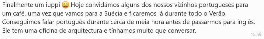 a half hour conversation in European Portuguese after 6 weeks of listening