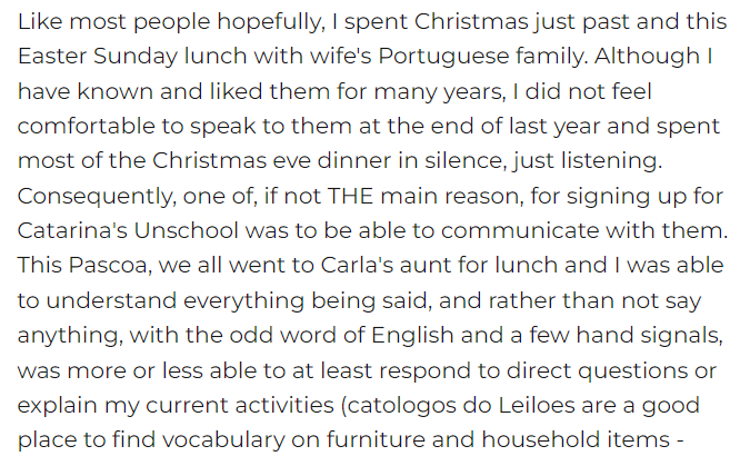 conversing with family in Portugal