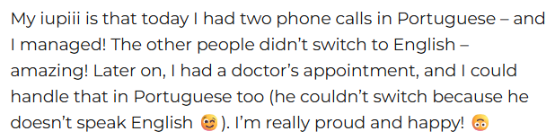 managing phone calls in European Portuguese and doctor's appointments because you've been listening first