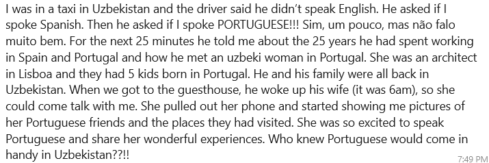 speaking European Portuguese even when you're travelling far away