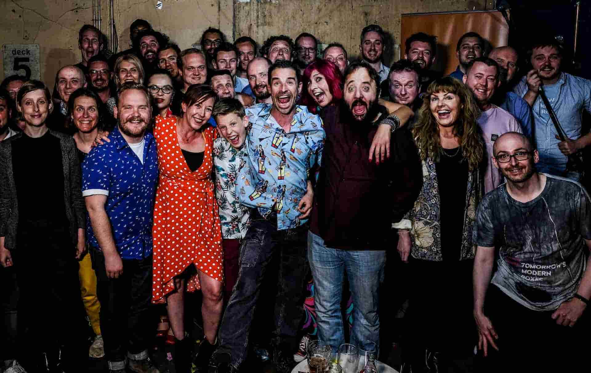 Fun team picture on an away day with We Are Funny Project