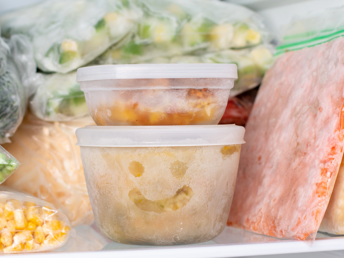 Freezer meals with a smiley face