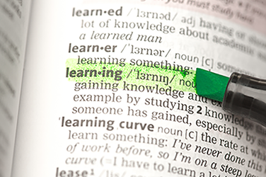 Dictionary with the word learning highlighted.